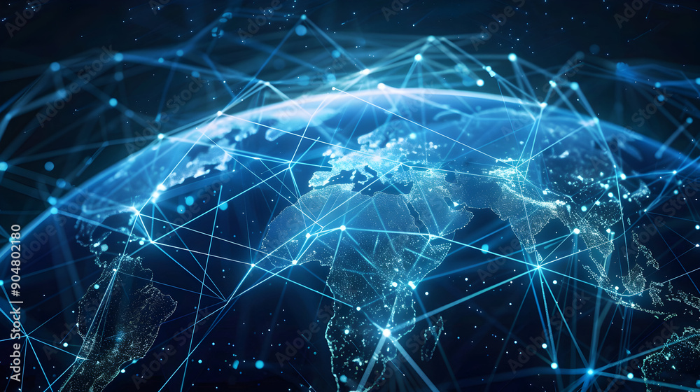 Global communication and connection technology line and digital world,global connectivity network from space created background,generative ai Global communication and connection technology line and digital world,global connectivity network from space created background,generative ai