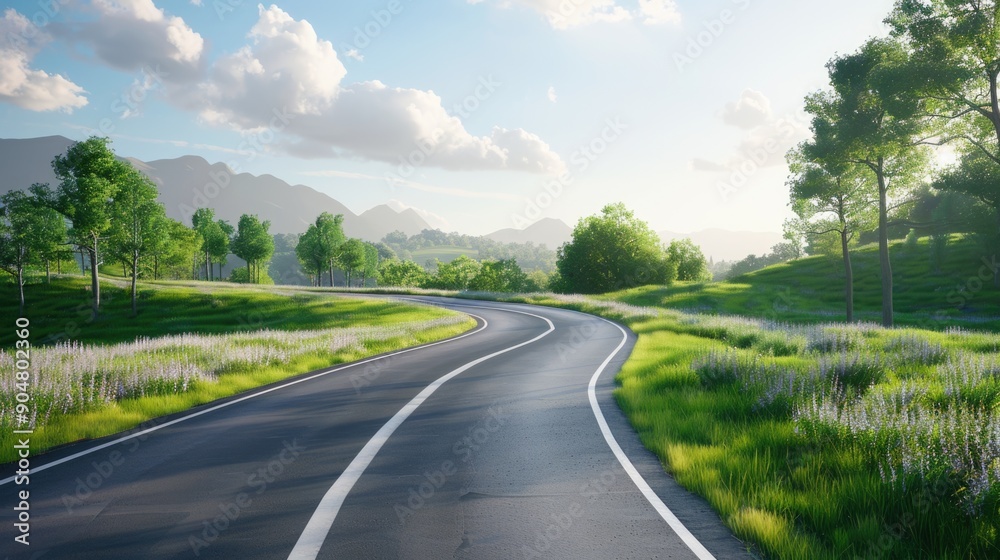Fototapeta premium Empty Road in a Field