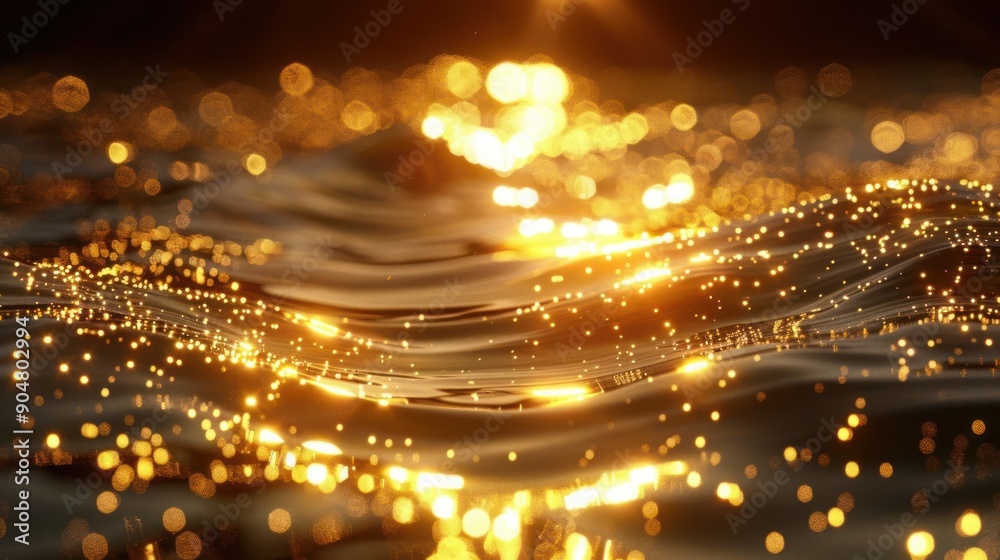 Obraz premium The image is of a body of water with a lot of glitter in it