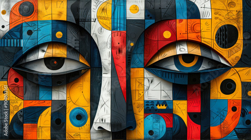 Intriguing Cubist Illustration - Abstract Visual Art Inspired by Cubism