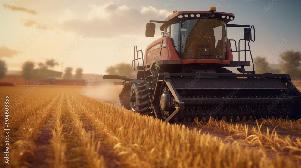 Fototapeta premium combine harvester on field