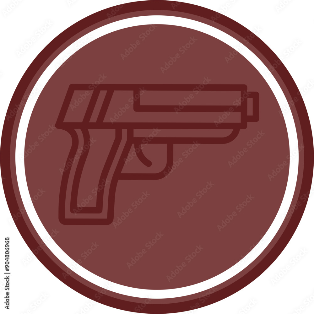 Gun Vector Line Double Circle Maroon Gun Vector Line Double Circle Maroon