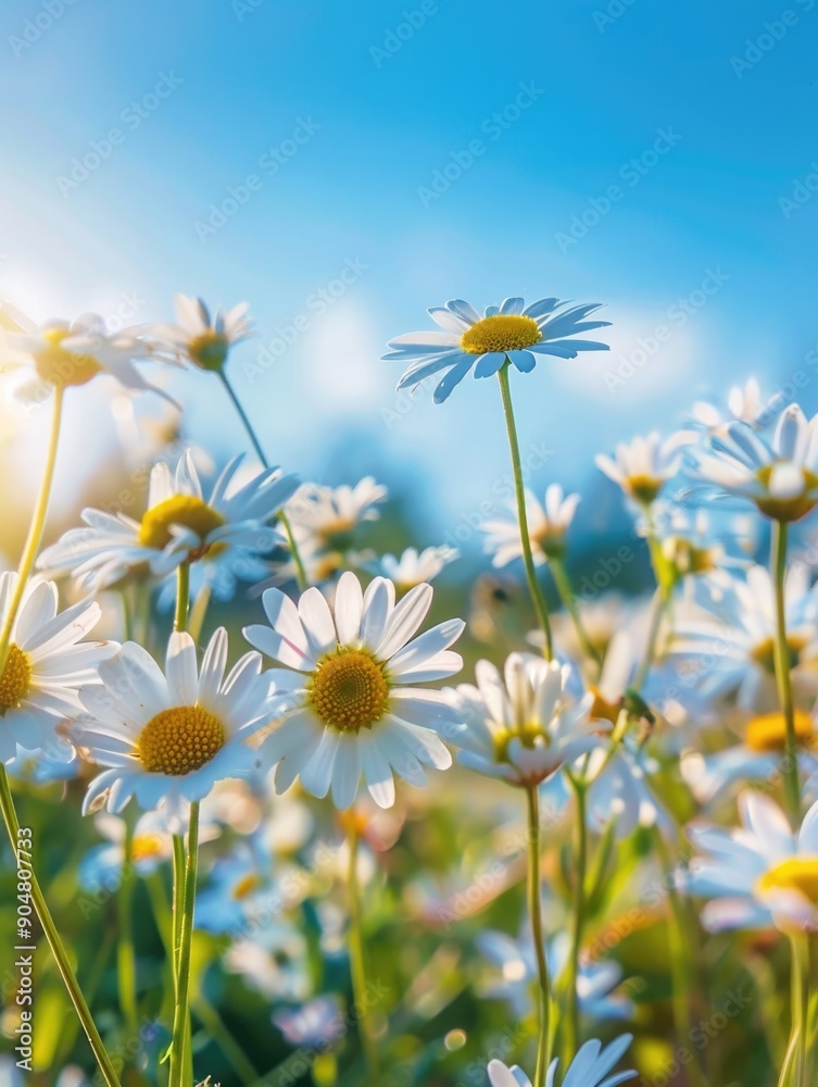 Field of Daisies with Sun Field of Daisies with Sun