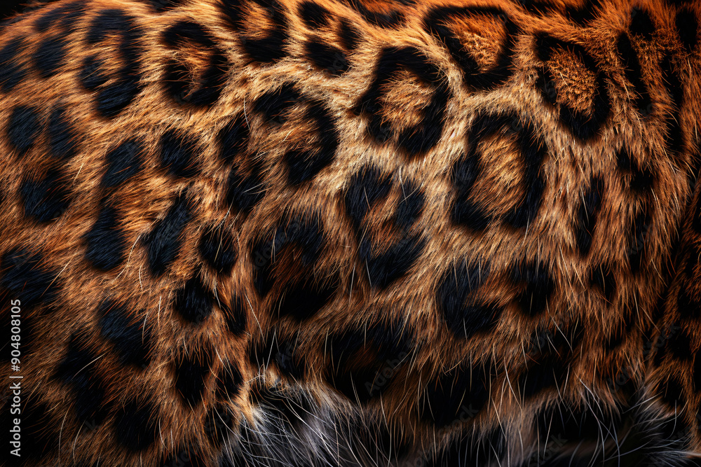 A detailed texture of leopard fur, showcasing the intricate pattern and natural beauty of its coat. A perfect symmetrical photo, centered, with copy space. A detailed texture of leopard fur, showcasing the intricate pattern and natural beauty of its coat. A perfect symmetrical photo, centered, with copy space.