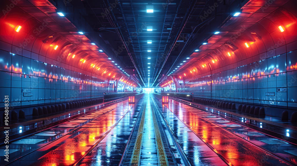 Modern Data Center with Vibrant Lights: AI-Generated Technology Modern Data Center with Vibrant Lights: AI-Generated Technology