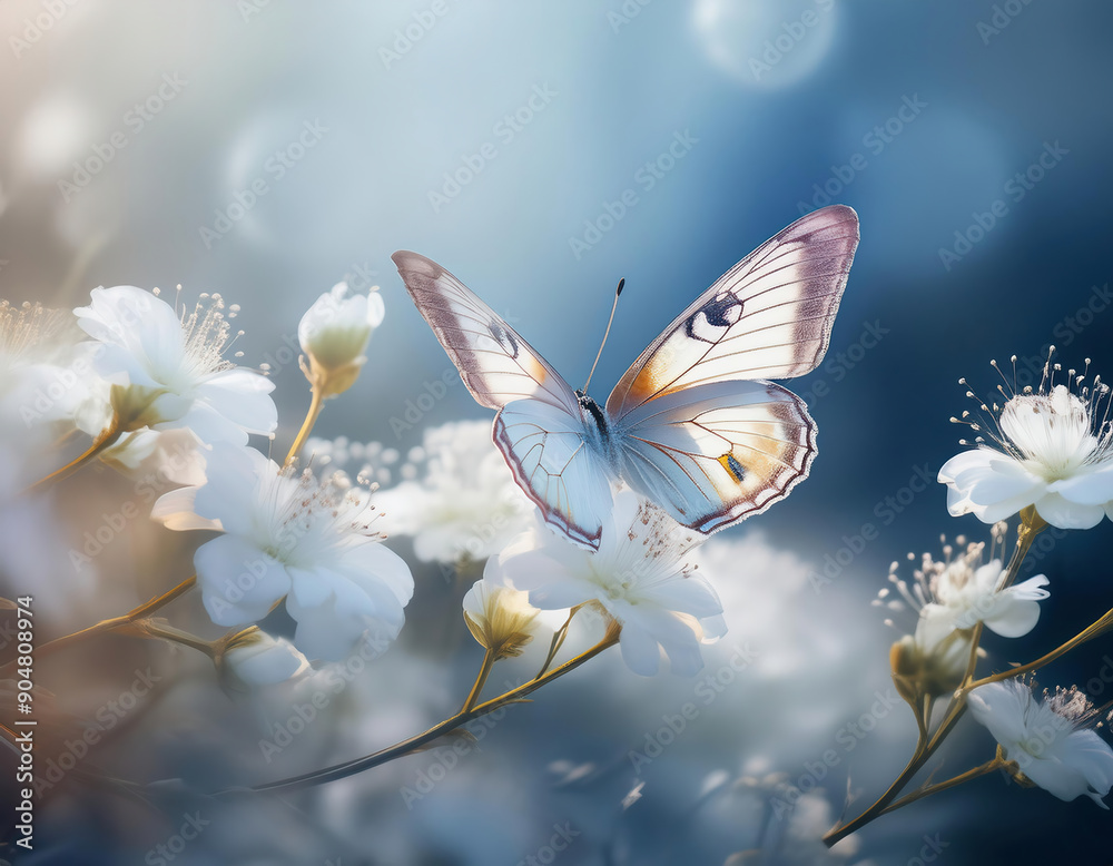 custom made wallpaper toronto digitalEthereal scene of a butterfly on white flowers in the morning