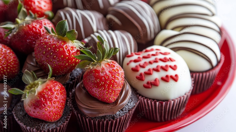 Decadent Chocolate-Covered Strawberries with Whipped Cream. Generative AI Decadent Chocolate-Covered Strawberries with Whipped Cream. Generative AI