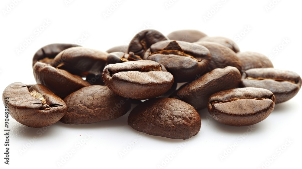 Coffee beans roasted with white background