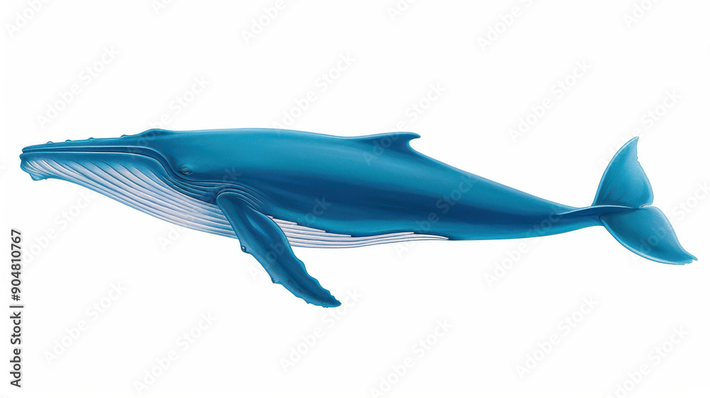 Obraz premium Experience the beauty of the ocean with a stunning handpainted illustration of a majestic blue whale in its natural habitat.