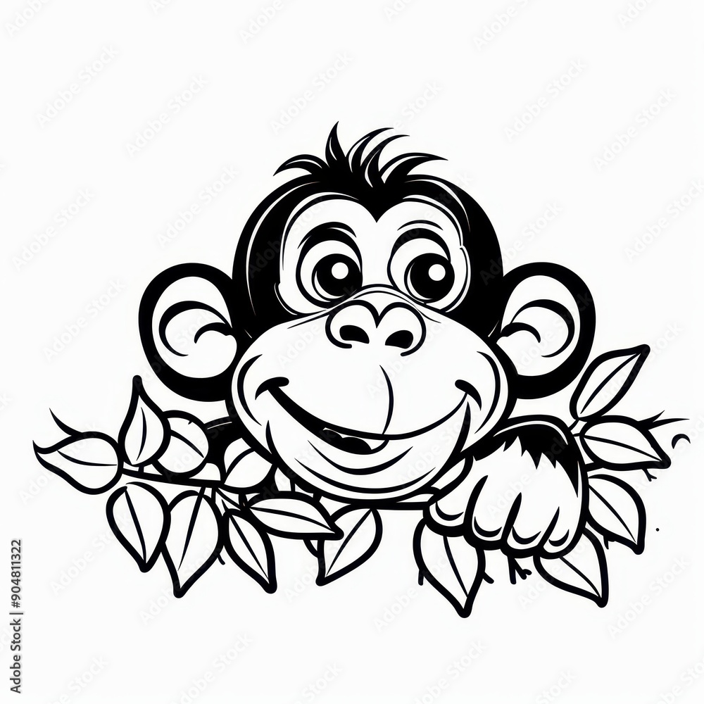 A cheerful monkey cartoon that inspires joy, perfect for sparking creativity in kids coloring projects.