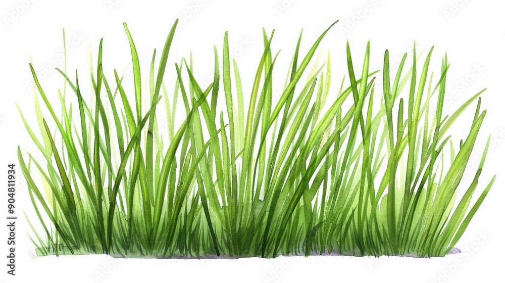 Lush green grass in a serene meadow, beautifully rendered in watercolor, perfect for natureinspired designs. Lush green grass in a serene meadow, beautifully rendered in watercolor, perfect for natureinspired designs.