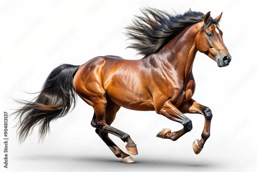 A majestic horse in mid-gallop, reins trailing, is isolated on a transparent background, evoking freedom and energy, with a subtle sense of dynamic movement. A majestic horse in mid-gallop, reins trailing, is isolated on a transparent background, evoking freedom and energy, with a subtle sense of dynamic movement.