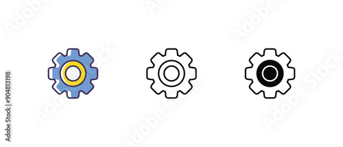 Settings Icons thin line and glyph vector icon stock illustration