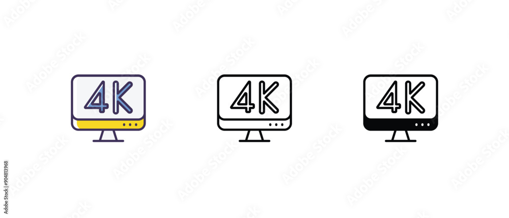 4k Icons thin line and glyph vector icon stock illustration 4k Icons thin line and glyph vector icon stock illustration