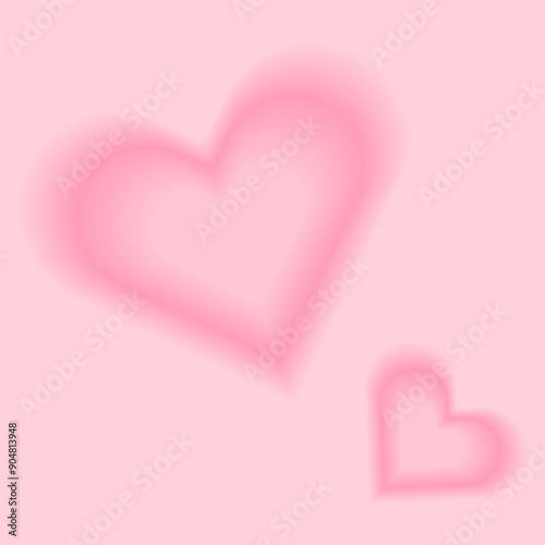Pink y2k love template. Cute gradient heart bg with blur. Abstract 2000s aesthetic square banner for romantic event post. Modern Valentine day dreamy aura layout for glamour shop sale promotion