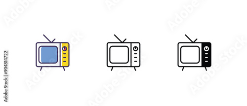 Television Icons thin line and glyph vector icon stock illustration