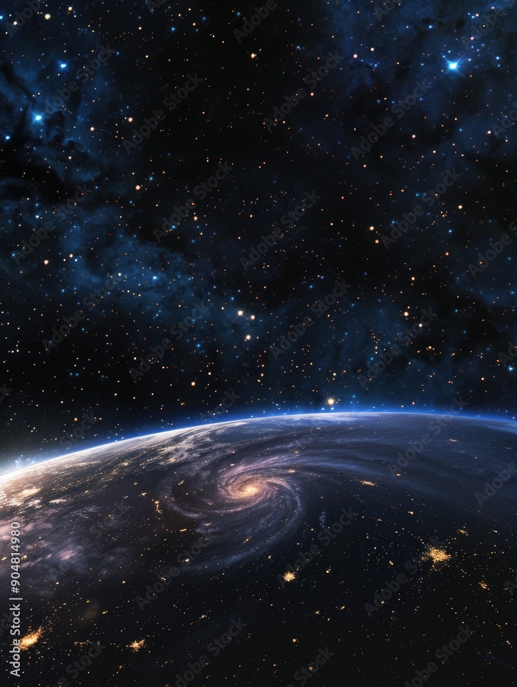 Fototapeta premium Earth from Space with Stars,