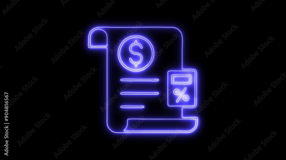 Financial Planning Neon Icon 4K Animated Linear Symbol Icon Video Background on Black Screen Financial Planning Neon Icon 4K Animated Linear Symbol Icon Video Background on Black Screen