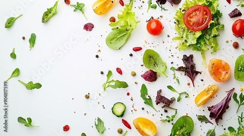 Wallpaper Mural Fresh and colorful salad on white background, seen from above Torontodigital.ca