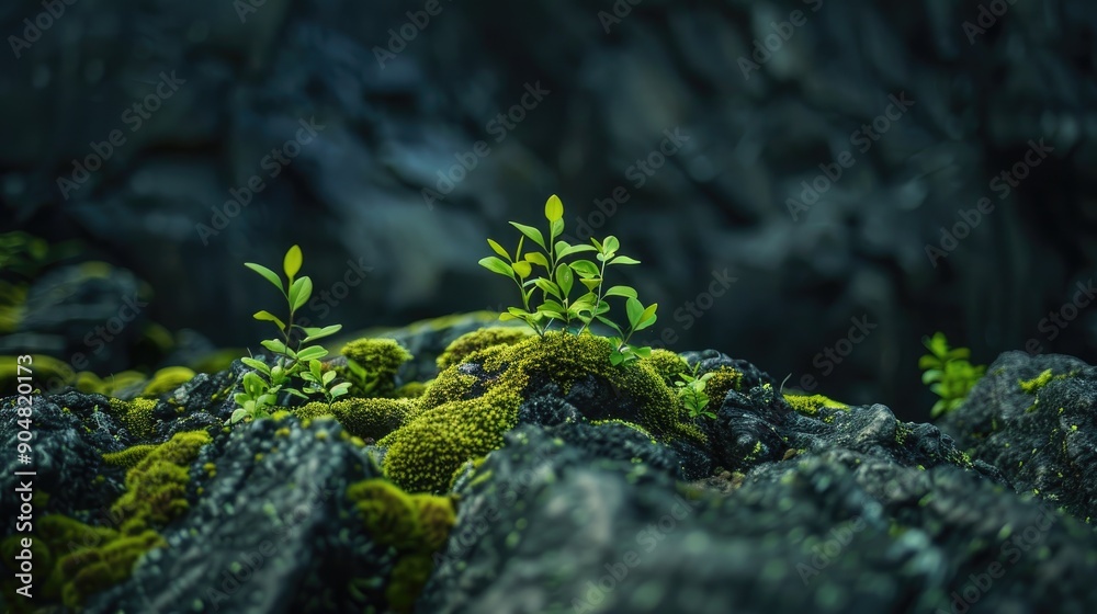 Nature growth over rocky surface with moss Copy Space Idea for Survival Nature growth over rocky surface with moss Copy Space Idea for Survival