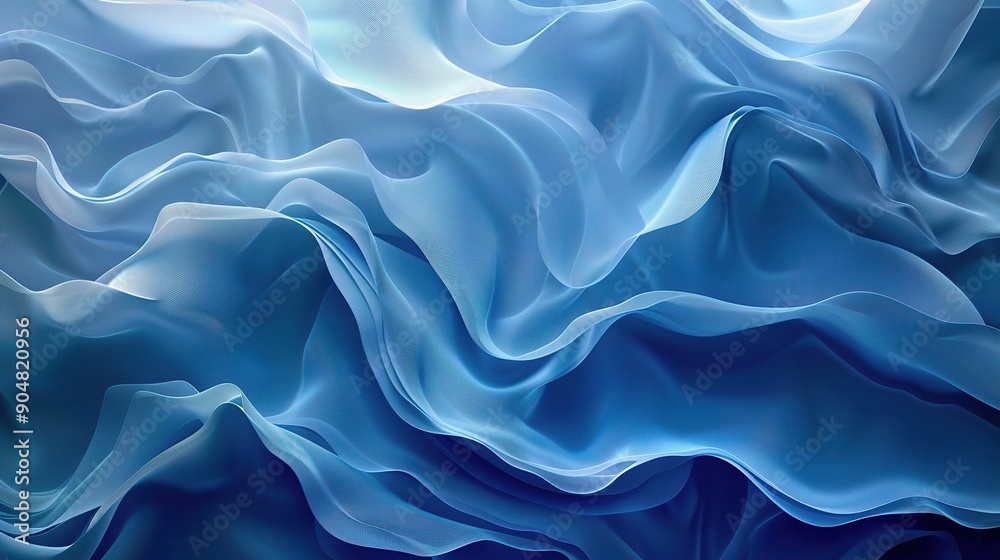 Obraz premium Abstract Blue Fabric Swirls: A mesmerizing, ethereal abstract with swirling shades of blue, capturing the beauty of fabric as it dances and flows. 