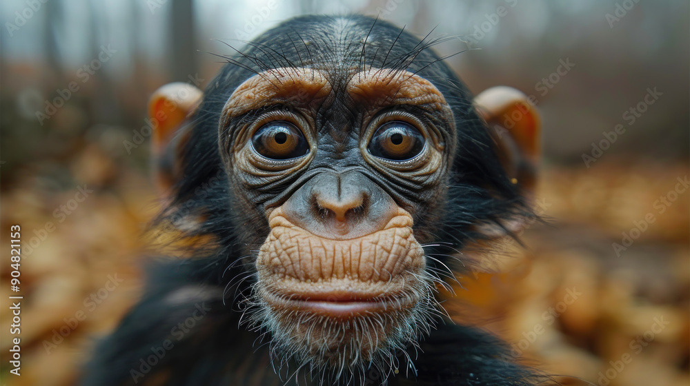 Close-Up Portrait of a Chimpanzee: Intelligence and Curiosity Captured Close-Up Portrait of a Chimpanzee: Intelligence and Curiosity Captured
