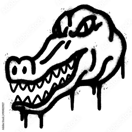 Spray Painted Graffiti crocodile icon isolated on white background.