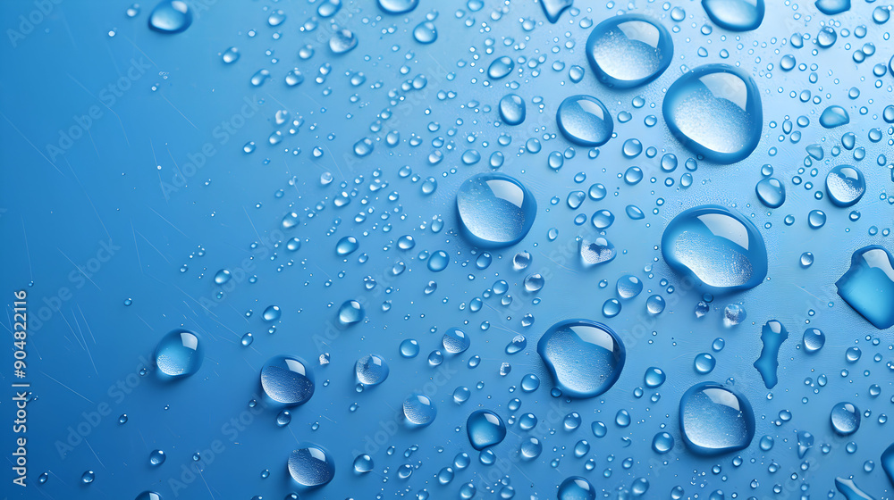 water drops on blue background top view background,generative ai water drops on blue background top view background,generative ai