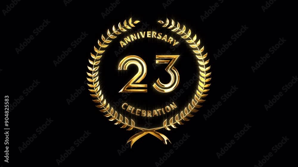 23rd Anniversary Celebration. Happy 23 Years Anniversary Animation in Gold Color on the Transparent Background, Alpha Channel. Great for greetings, celebrations, events, and gifts. 23rd Anniversary Celebration. Happy 23 Years Anniversary Animation in Gold Color on the Transparent Background, Alpha Channel. Great for greetings, celebrations, events, and gifts.