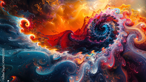 Psychedelic Swirl of Colors Morphing into Intricate Patterns photo