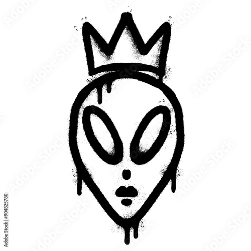 Spray Painted Graffiti Alien icon isolated on white background.