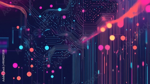 A vibrant illustration of a machine learning model being trained, with data points flowing into a neural network --ar 16:9