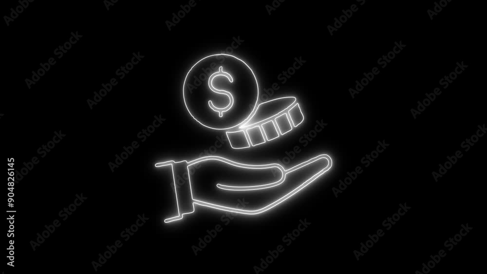 Income Neon Icon 4K Animated Linear Symbol Icon Video Background on ...