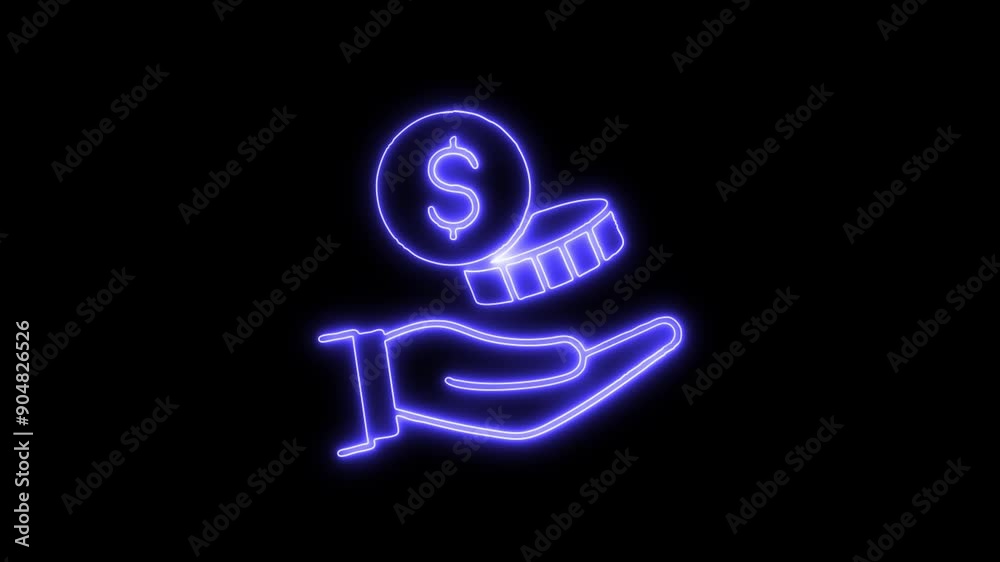 Income Neon Icon 4K Animated Linear Symbol Icon Video Background on ...