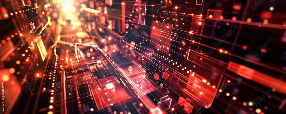 Digital Network Tunnel - Red and Black, Abstract, Futuristic, Digital Art, Technology, Network, Cyberpunk Digital Network Tunnel - Red and Black, Abstract, Futuristic, Digital Art, Technology, Network, Cyberpunk