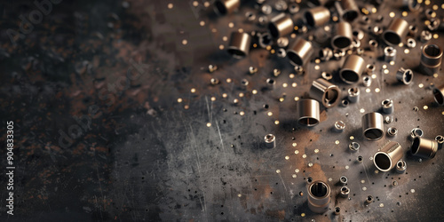 Innovative Industry Design: Electrical Connectors Dropping onto a Metallic Steel Surface photo