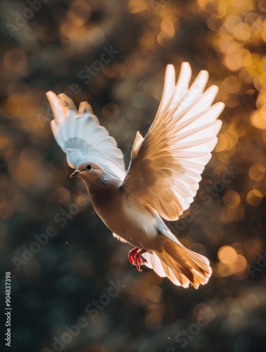 Bird in flight with outstretched wings photo