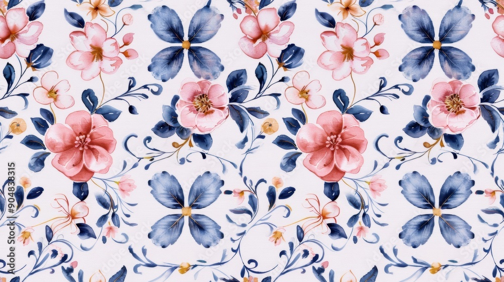 The seamless pattern features a mix of floral and geometric designs in a watercolor style. The seamless pattern features a mix of floral and geometric designs in a watercolor style.