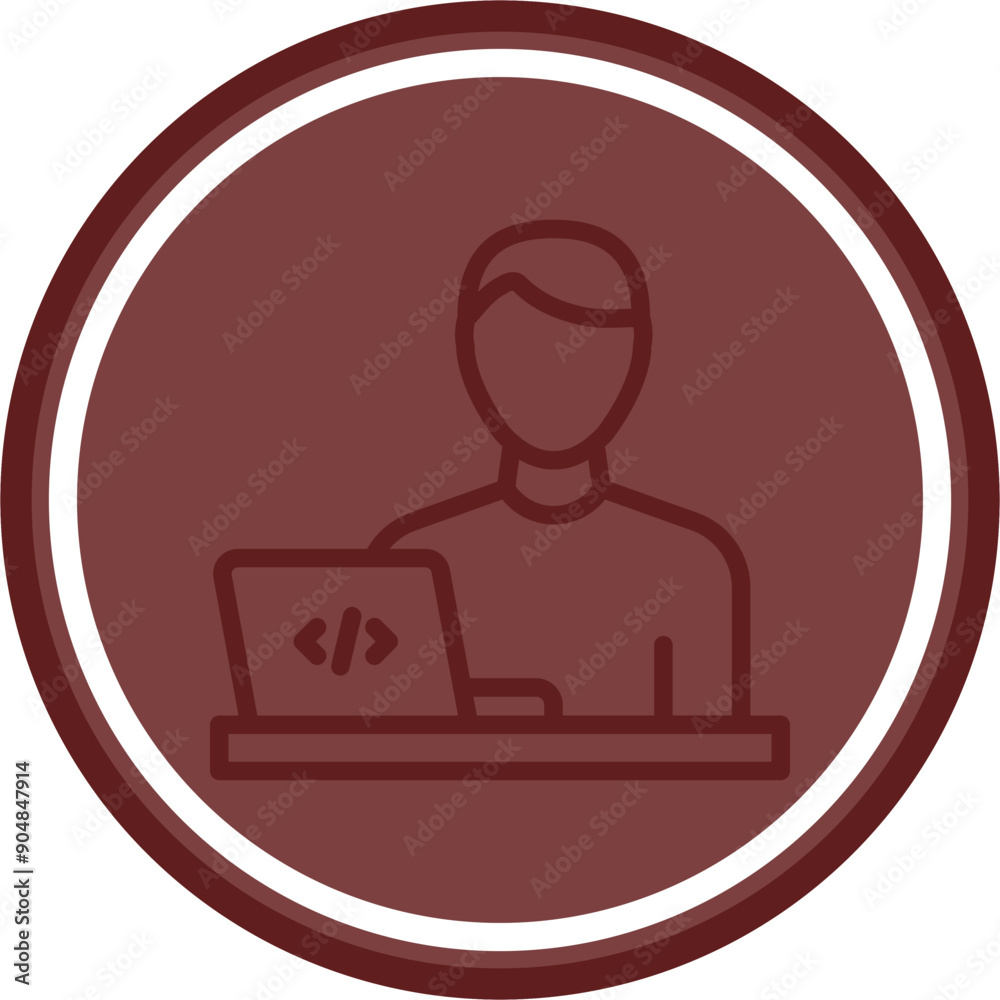 Digital Nomad Vector Line Double Circle Maroon