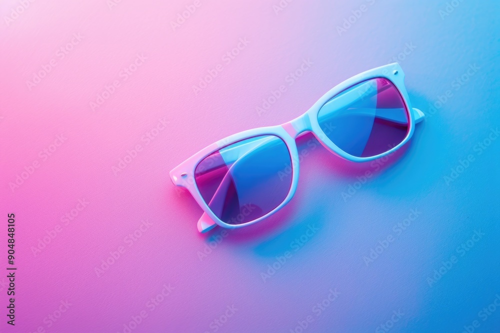 Vibrant Neon Sunglasses on Pink and Blue Gradient Background for Summer Design