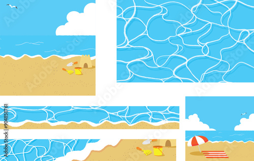 海のバナー用背景イラストセット