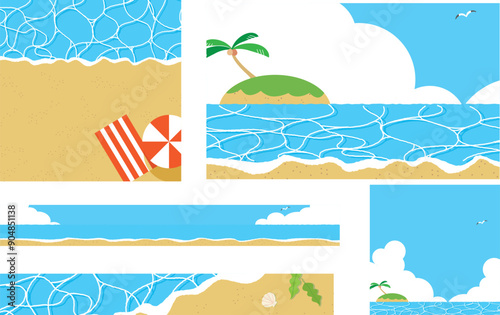 海のバナー用背景イラストセット