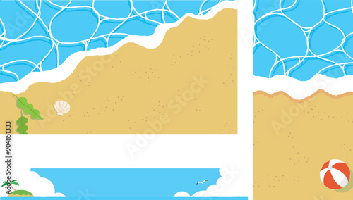 海のバナー用背景イラストセット