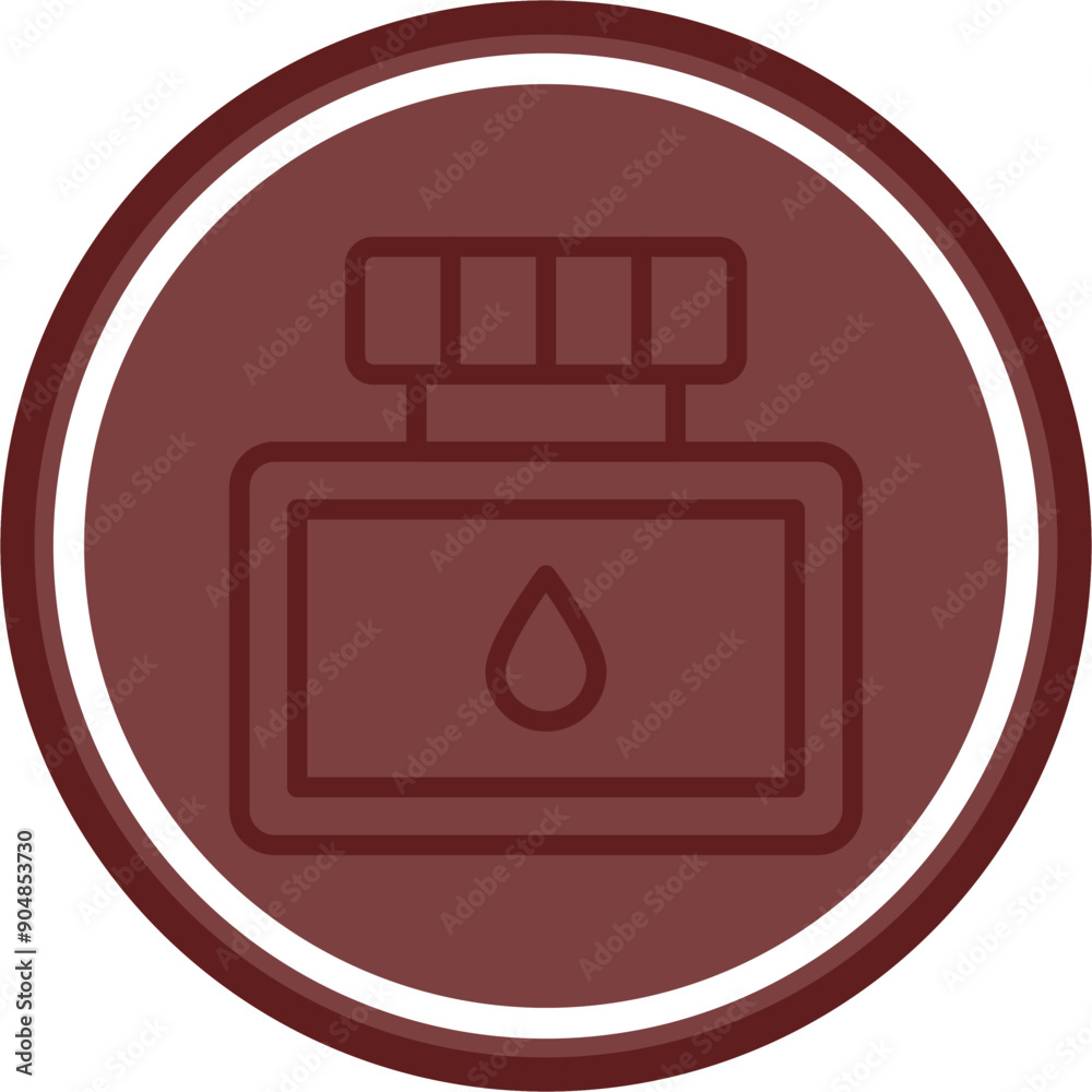 Obraz premium Ink Bottle Vector Line Double Circle Maroon