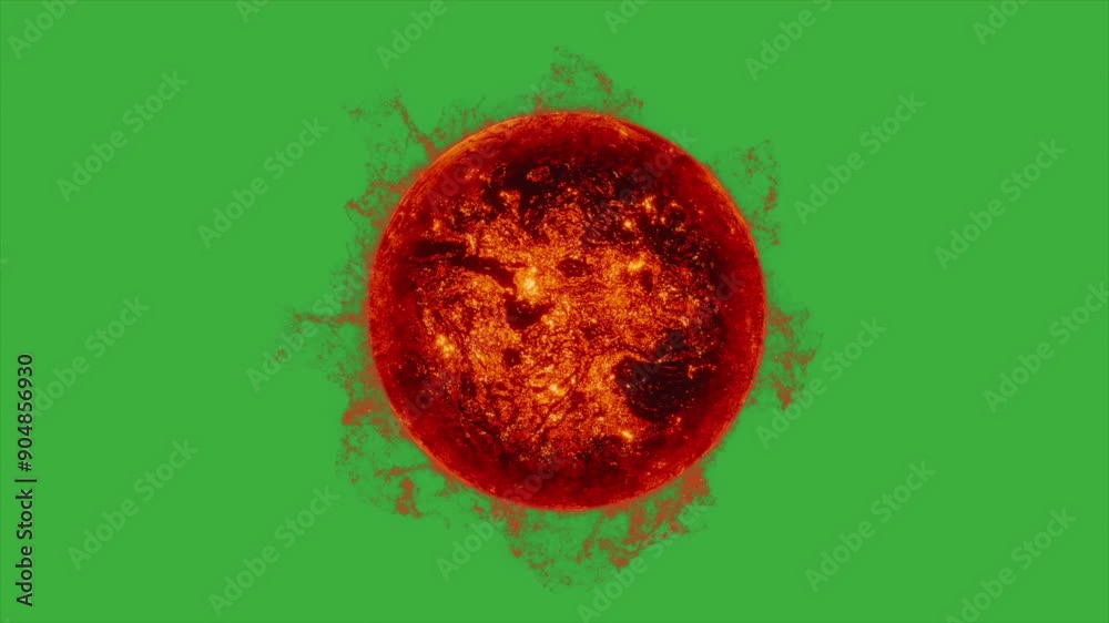 Animation video loop sun planet on green screen background 