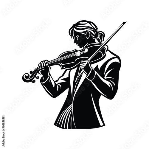 creative man violinist silhouette vector 