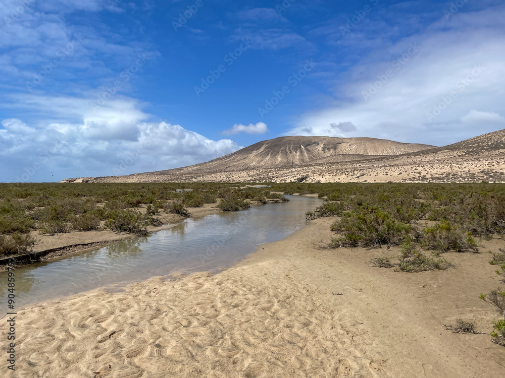 Tide coming in and lagoon filling up at Sotavento Beach, Costa Calma, Fuerteventura Tide coming in and lagoon filling up at Sotavento Beach, Costa Calma, Fuerteventura