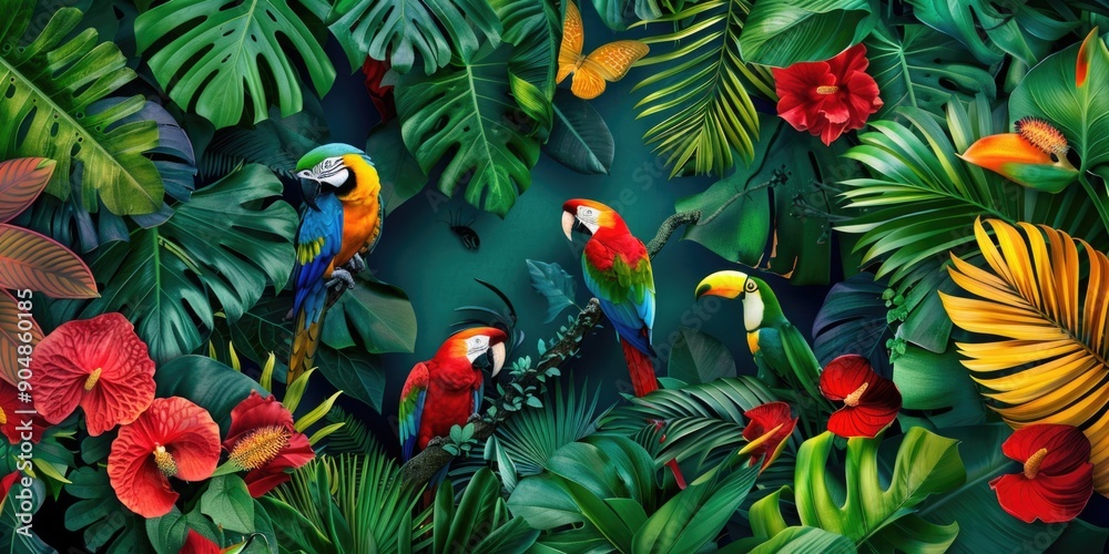 Fototapeta Parrots on Forest Canopy