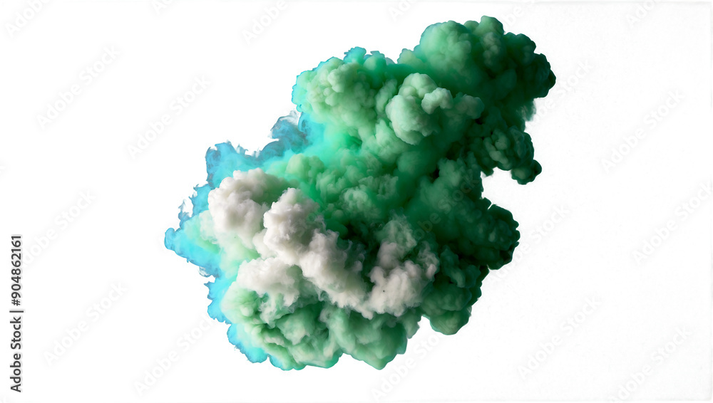 green smoke explosion isolated on white green smoke explosion isolated on white