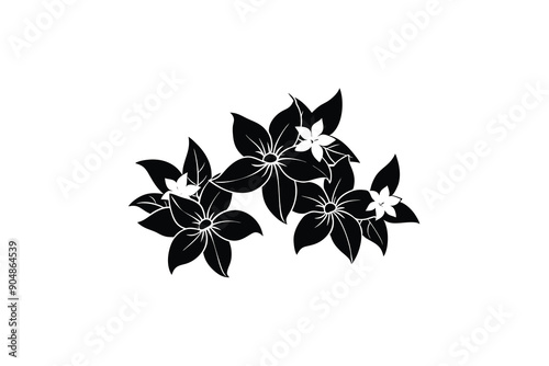 Elegant Jasmine flower vector silhouette illustration isolated on white background